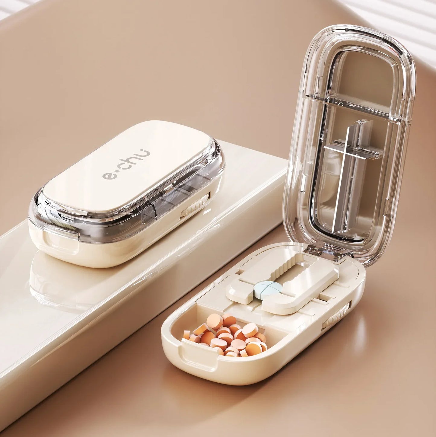 New Pill Cutter 1/2 1/3 1/4 Crusher Grinder with Stainless Steel Blade for Accurate Pill Alignment Travel Home Medicin