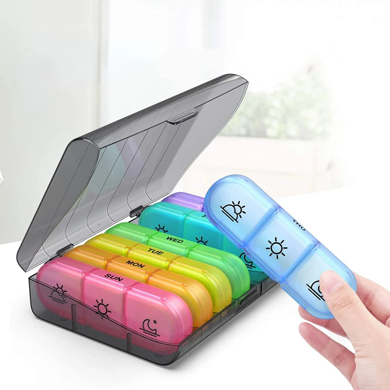 1PC Weekly Pill Case Pillbox 7 Days Medicine Tablet Box Portable Travel Drugs Storage Organizer Secret Compartments Pill Box