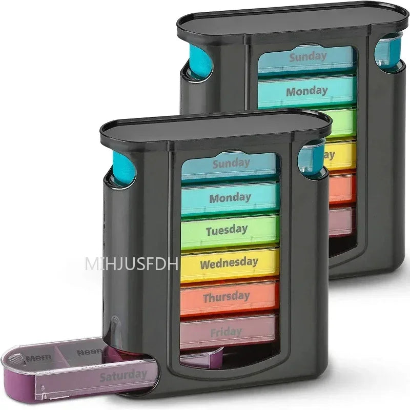 7 Days Medicine Medical Pill Box 28 Grids Weekly Pill Case Storage Box Travel Medicine Box Holder Tablet Organizer