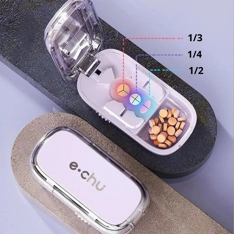 New Pill Cutter 1/2 1/3 1/4 Crusher Grinder with Stainless Steel Blade for Accurate Pill Alignment Travel Home Medicin